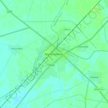 Mandi Dabwali topographic map, elevation, terrain
