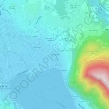 Sous les Prés topographic map, elevation, terrain