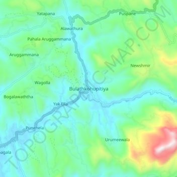 Bulathkohupitiya topographic map, elevation, terrain