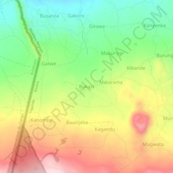 Bukazi topographic map, elevation, terrain