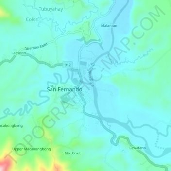 Halapitan topographic map, elevation, terrain