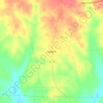 Woodland topographic map, elevation, terrain