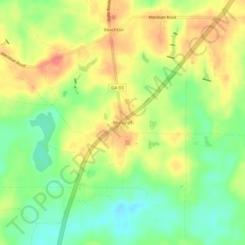 Moncrief topographic map, elevation, terrain