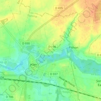 Estouilly topographic map, elevation, terrain