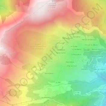 Léard topographic map, elevation, terrain