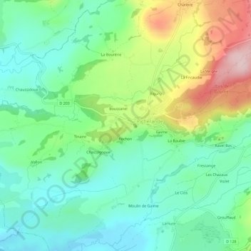 Sarailloux topographic map, elevation, terrain