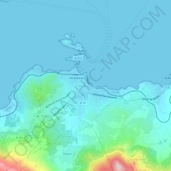 L'Île-Rousse topographic map, elevation, terrain