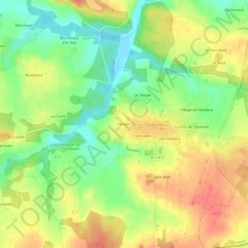 Moulin topographic map, elevation, terrain