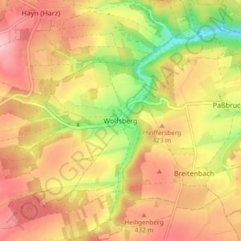Wolfsberg topographic map, elevation, terrain