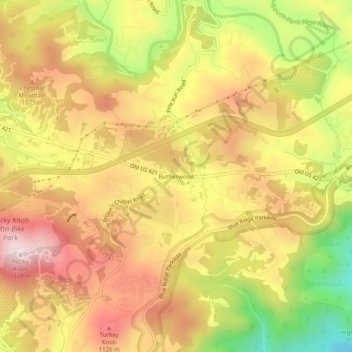 Rutherwood topographic map, elevation, terrain