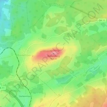 Bodelsberg topographic map, elevation, terrain