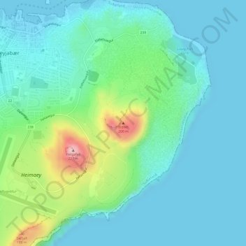 Eldfell topographic map, elevation, terrain