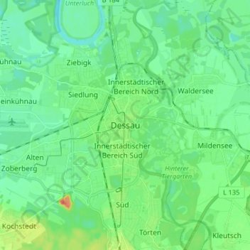 Dessau topographic map, elevation, terrain