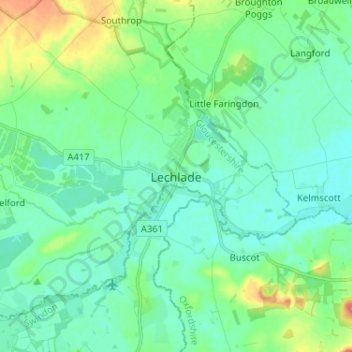 Lechlade topographic map, elevation, terrain