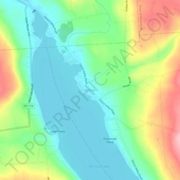 Amber topographic map, elevation, terrain
