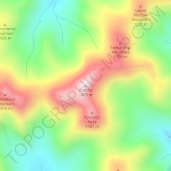 Gothics topographic map, elevation, terrain