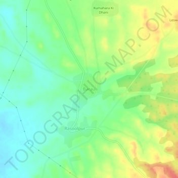 Barau topographic map, elevation, terrain