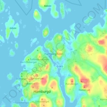 Hamburgsund topographic map, elevation, terrain