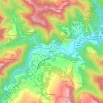 Corneto topographic map, elevation, terrain