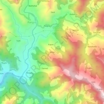 Rohai topographic map, elevation, terrain
