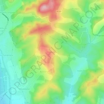 Cerbureni topographic map, elevation, terrain