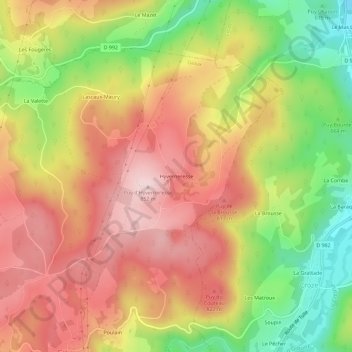 Hyverneresse topographic map, elevation, terrain