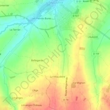 La Rance topographic map, elevation, terrain