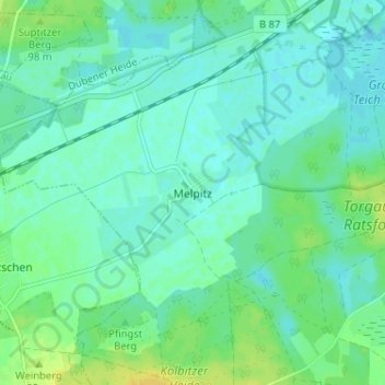 Melpitz topographic map, elevation, terrain