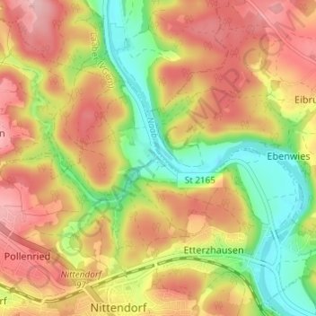 Penk topographic map, elevation, terrain