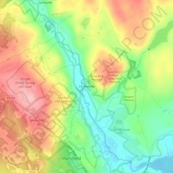 Chaffeeville topographic map, elevation, terrain