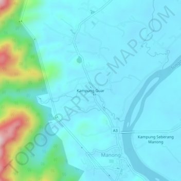 Kampung Guar topographic map, elevation, terrain