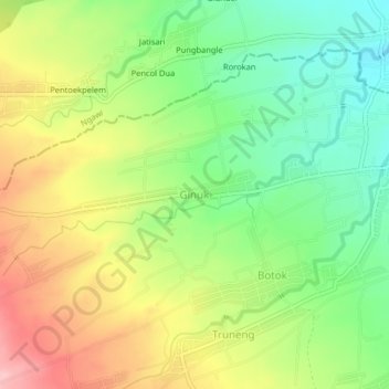 Ginuk topographic map, elevation, terrain