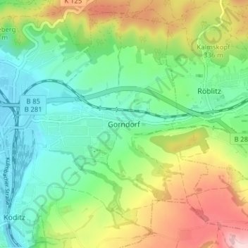 Gorndorf topographic map, elevation, terrain