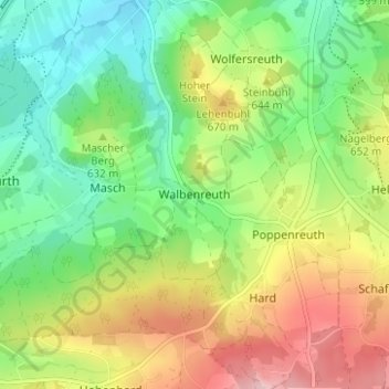 Walbenreuth topographic map, elevation, terrain