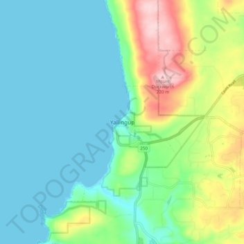 Yallingup topographic map, elevation, terrain