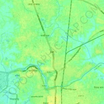 Tongi topographic map, elevation, terrain