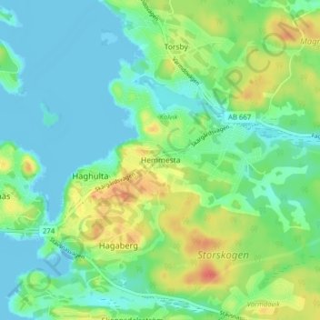 Hemmesta topographic map, elevation, terrain