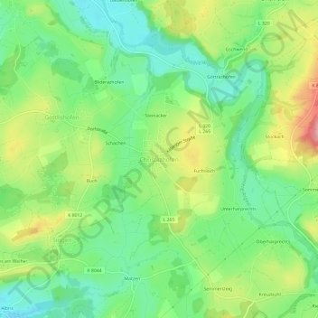 Christazhofen topographic map, elevation, terrain