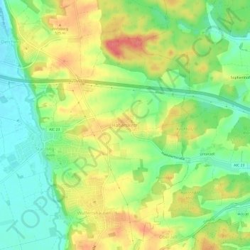 Haberskirch topographic map, elevation, terrain