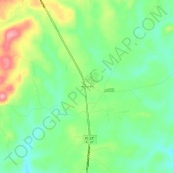 Hanover topographic map, elevation, terrain