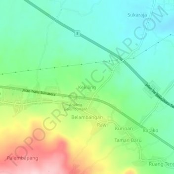 Kekiling topographic map, elevation, terrain