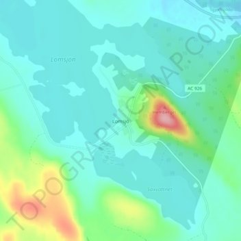Lomsjö topographic map, elevation, terrain