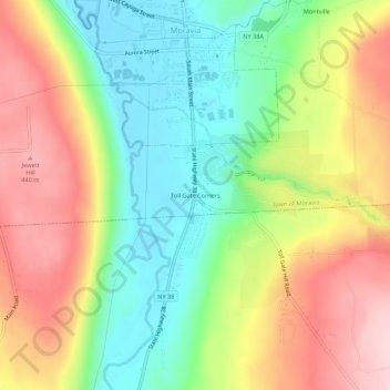 Toll Gate Corners topographic map, elevation, terrain