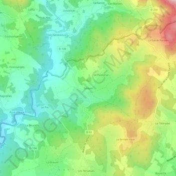 Salayes topographic map, elevation, terrain