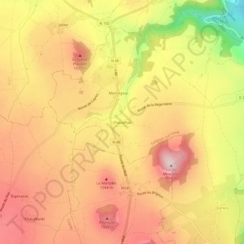 Chassilhac topographic map, elevation, terrain