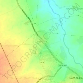 Gamalapadu topographic map, elevation, terrain