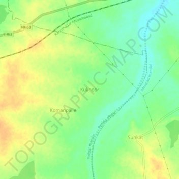 Kuknoor topographic map, elevation, terrain