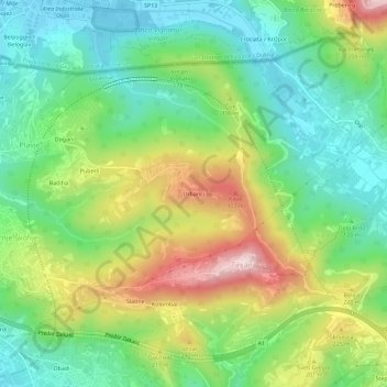 Urbanci topographic map, elevation, terrain