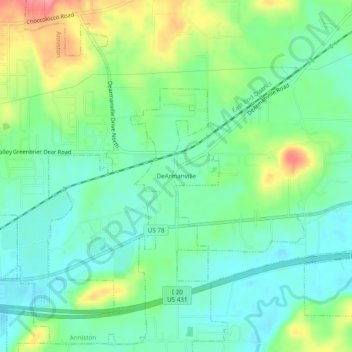 DeArmanville topographic map, elevation, terrain