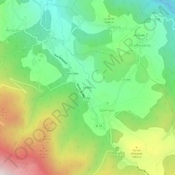 Le Mas topographic map, elevation, terrain